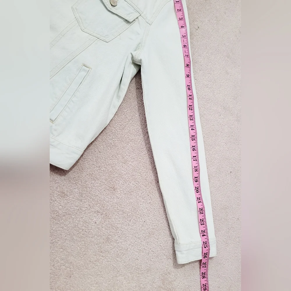 Forever 21+ Acid Wash Denim Jacket Women Plus Size 0X White 100% Cotton Trucker - Picture 9 of 12